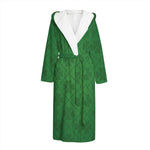 Shamrock St. Patrick's Day Pattern Print Hooded Bathrobe