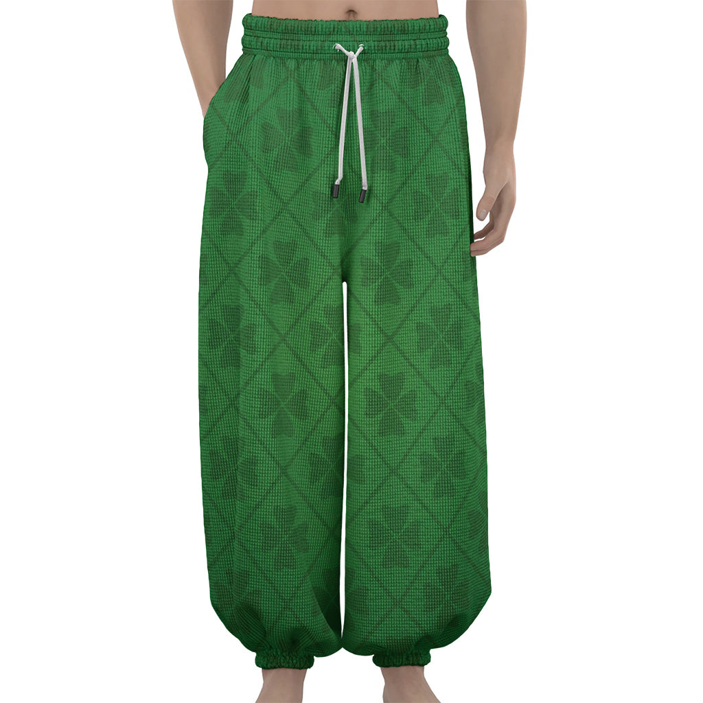 Shamrock St. Patrick's Day Pattern Print Lantern Pants