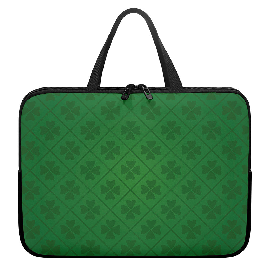 Shamrock St. Patrick's Day Pattern Print Laptop Sleeve With Handle