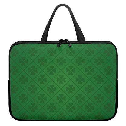 Shamrock St. Patrick's Day Pattern Print Laptop Sleeve With Handle