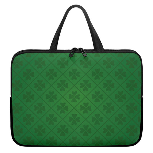 Shamrock St. Patrick's Day Pattern Print Laptop Sleeve With Handle