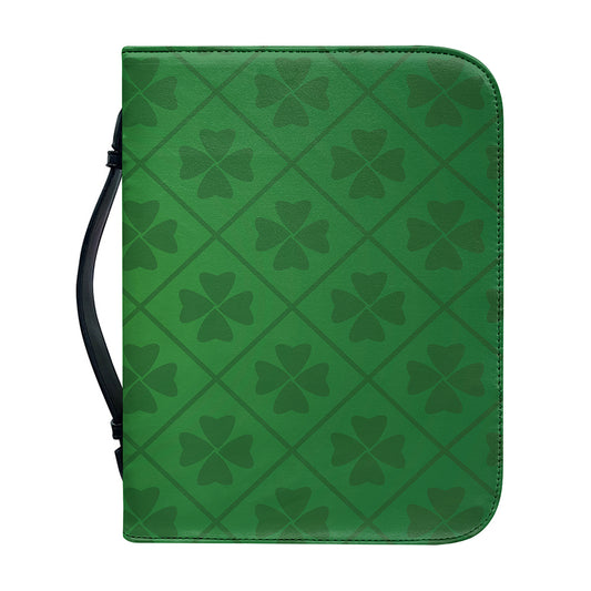 Shamrock St. Patrick's Day Pattern Print Leather Bible Cover