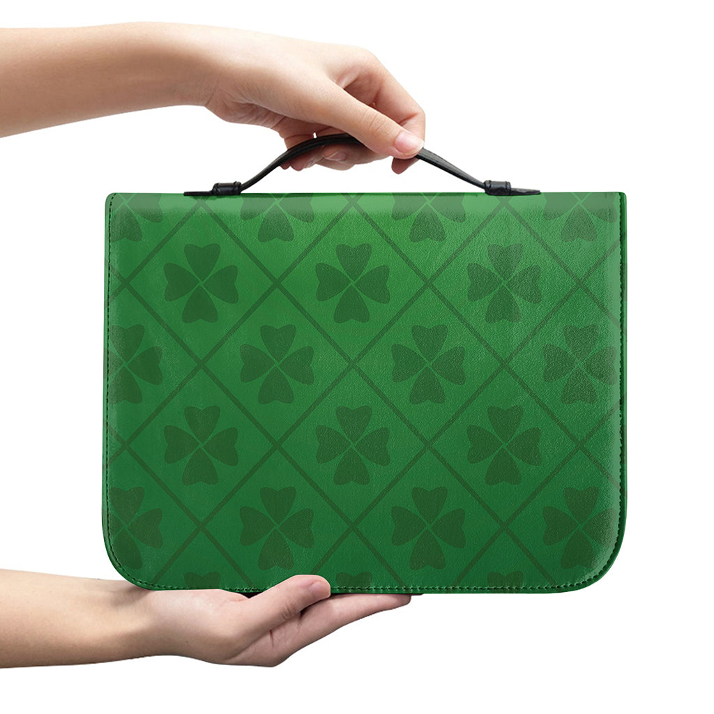 Shamrock St. Patrick's Day Pattern Print Leather Bible Cover