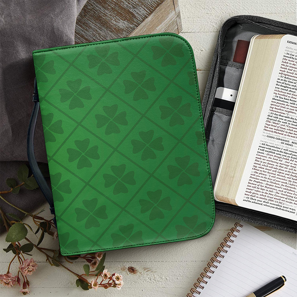 Shamrock St. Patrick's Day Pattern Print Leather Bible Cover