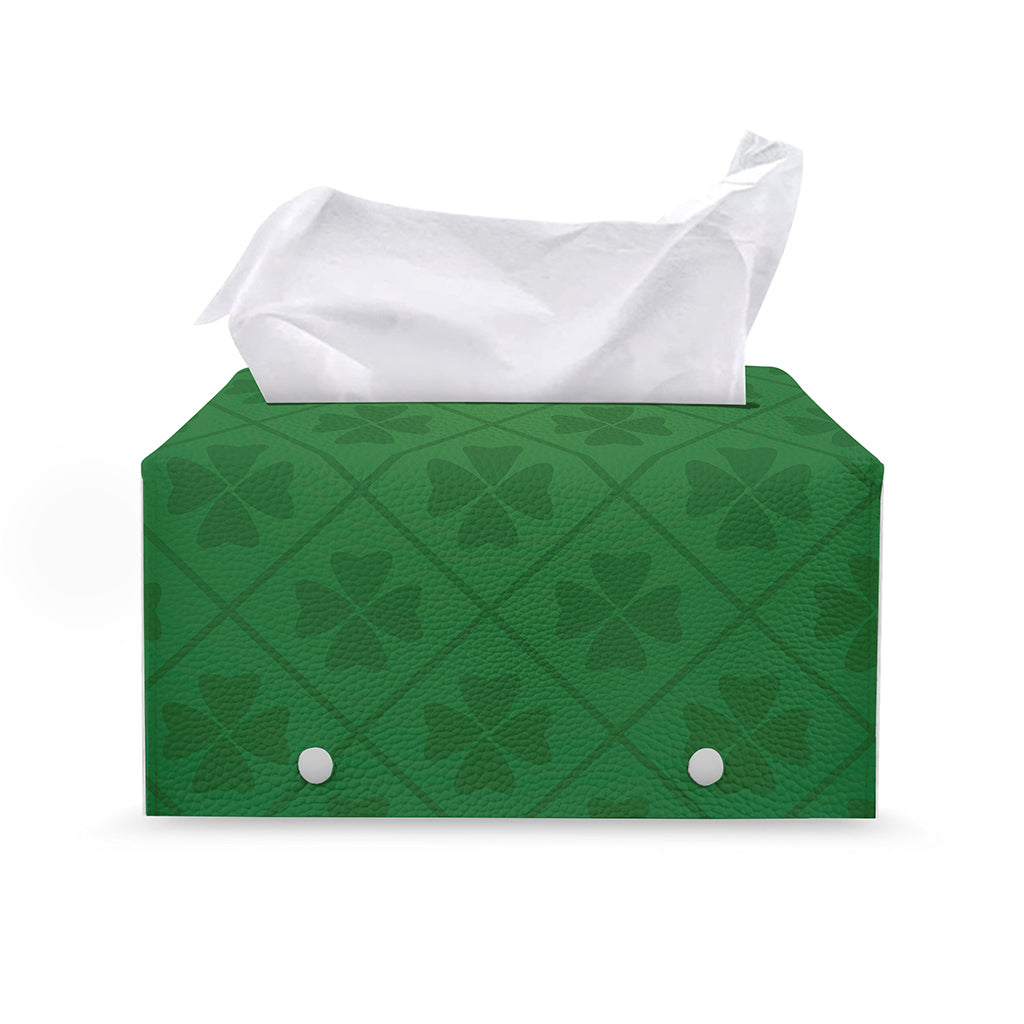Shamrock St. Patrick's Day Pattern Print Leather Tissue Box Cover