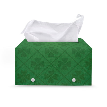 Shamrock St. Patrick's Day Pattern Print Leather Tissue Box Cover