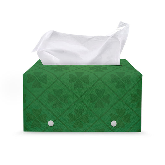 Shamrock St. Patrick's Day Pattern Print Leather Tissue Box Cover
