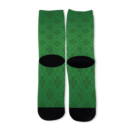 Shamrock St. Patrick's Day Pattern Print Long Socks