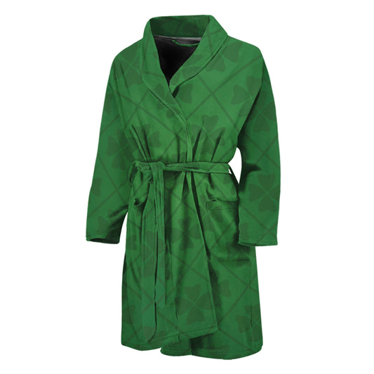 Shamrock St. Patrick's Day Pattern Print Men's Bathrobe