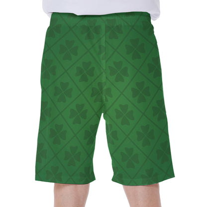 Shamrock St. Patrick's Day Pattern Print Men's Beach Shorts