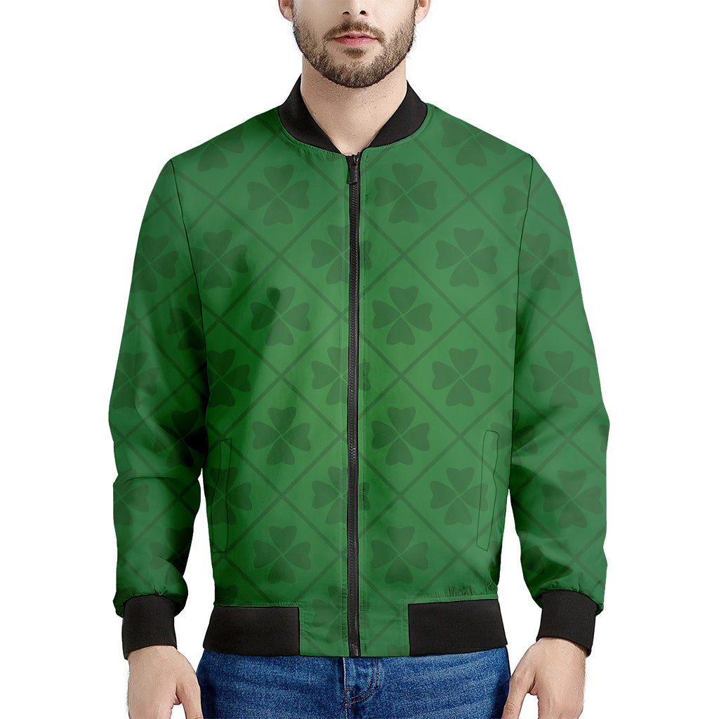 Shamrock St. Patrick's Day Pattern Print Men's Bomber Jacket