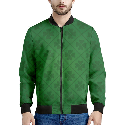 Shamrock St. Patrick's Day Pattern Print Men's Bomber Jacket
