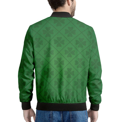 Shamrock St. Patrick's Day Pattern Print Men's Bomber Jacket