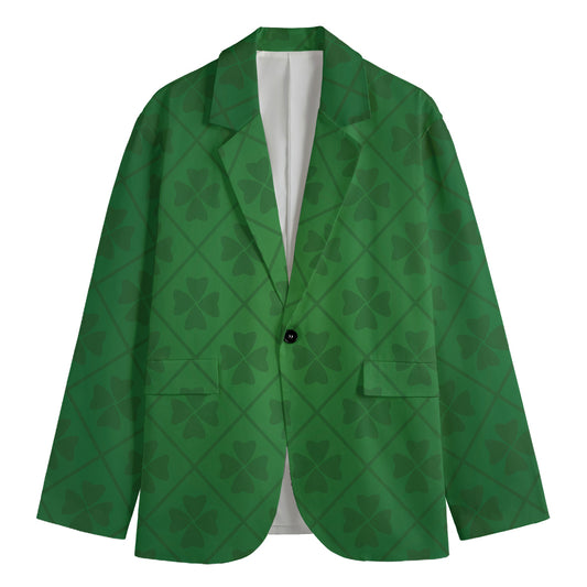 Shamrock St. Patrick's Day Pattern Print Men's Cotton Blazer