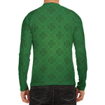 Shamrock St. Patrick's Day Pattern Print Men's Long Sleeve Rash Guard
