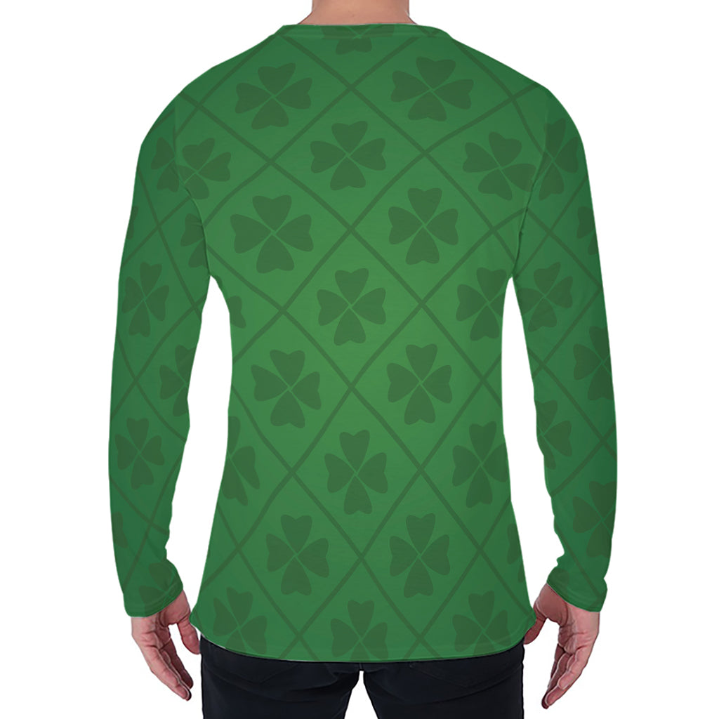 Shamrock St. Patrick's Day Pattern Print Men's Long Sleeve T-Shirt