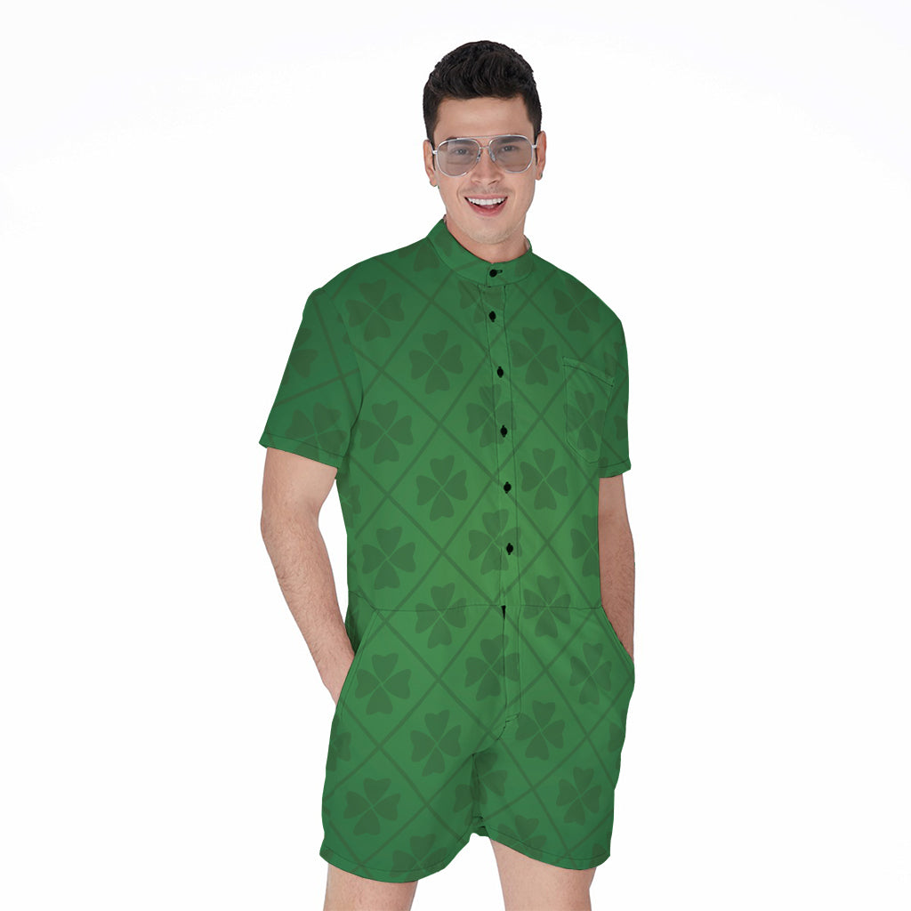 Shamrock St. Patrick's Day Pattern Print Men's Rompers