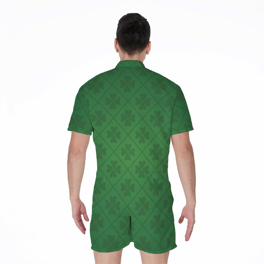 Shamrock St. Patrick's Day Pattern Print Men's Rompers