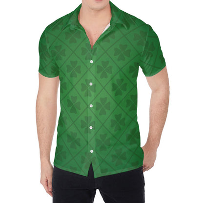 Shamrock St. Patrick's Day Pattern Print Men's Shirt
