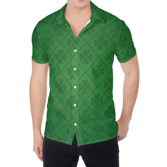 Shamrock St. Patrick's Day Pattern Print Men's Shirt