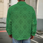 Shamrock St. Patrick's Day Pattern Print Men's Shirt Jacket