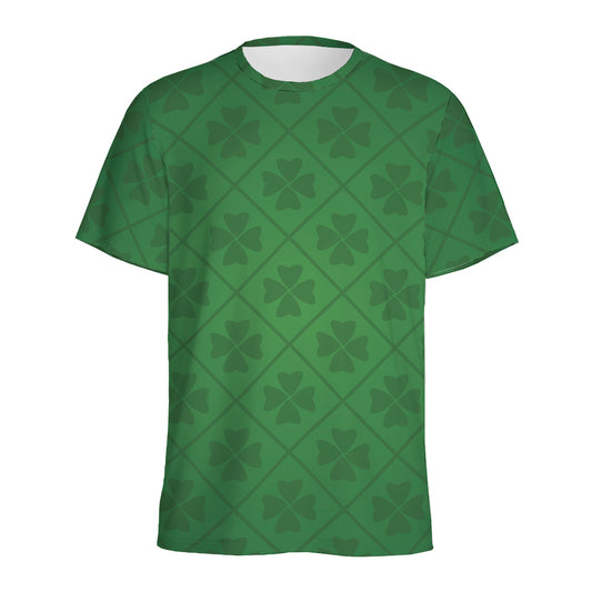 Shamrock St. Patrick's Day Pattern Print Men's Sports T-Shirt