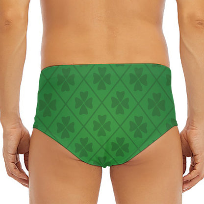 Shamrock St. Patrick's Day Pattern Print Men's Triangle Swim Briefs