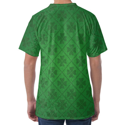 Shamrock St. Patrick's Day Pattern Print Men's Velvet T-Shirt