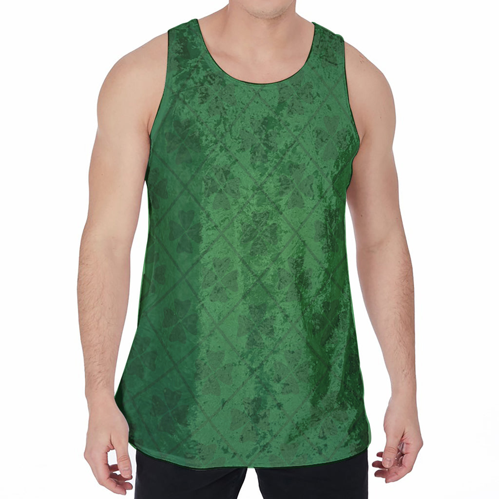 Shamrock St. Patrick's Day Pattern Print Men's Velvet Tank Top