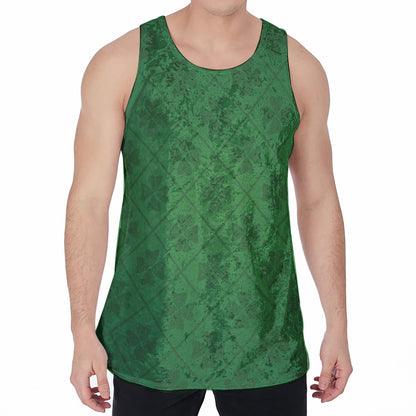 Shamrock St. Patrick's Day Pattern Print Men's Velvet Tank Top