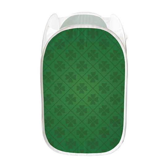 Shamrock St. Patrick's Day Pattern Print Mesh Laundry Hamper