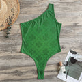 Shamrock St. Patrick's Day Pattern Print One Shoulder Bodysuit