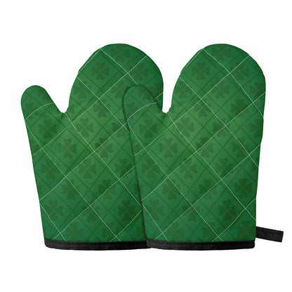 Shamrock St. Patrick's Day Pattern Print Oven Mitts