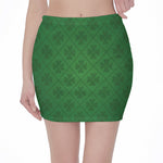 Shamrock St. Patrick's Day Pattern Print Pencil Mini Skirt
