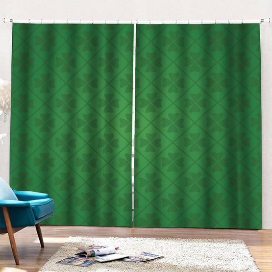 Shamrock St. Patrick's Day Pattern Print Pencil Pleat Curtains