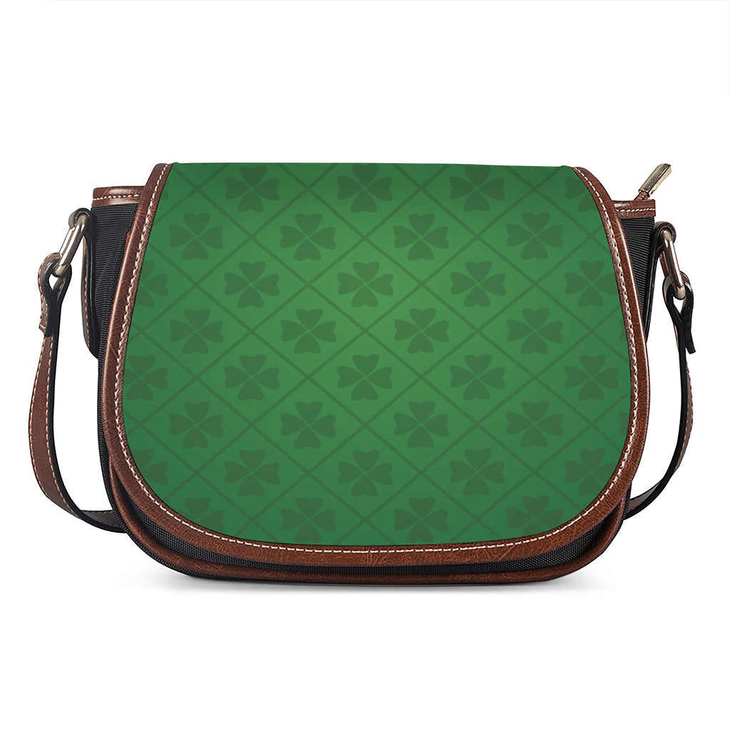 Shamrock St. Patrick's Day Pattern Print Saddle Bag