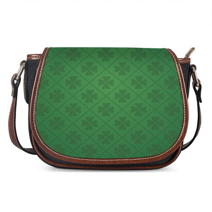 Shamrock St. Patrick's Day Pattern Print Saddle Bag