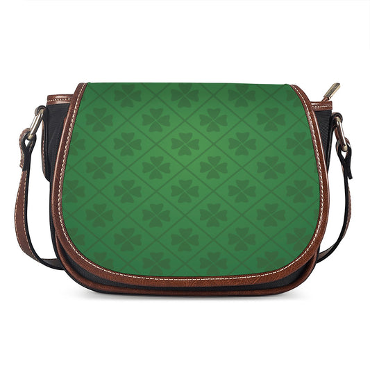 Shamrock St. Patrick's Day Pattern Print Saddle Bag