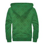 Shamrock St. Patrick's Day Pattern Print Sherpa Lined Zip Up Hoodie