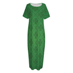 Shamrock St. Patrick's Day Pattern Print Short Sleeve Long Nightdress