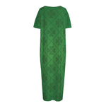 Shamrock St. Patrick's Day Pattern Print Short Sleeve Long Nightdress