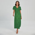 Shamrock St. Patrick's Day Pattern Print Short Sleeve Maxi Dress