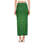 Shamrock St. Patrick's Day Pattern Print Side Slit Maxi Skirt