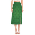 Shamrock St. Patrick's Day Pattern Print Side Slit Midi Skirt