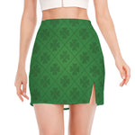 Shamrock St. Patrick's Day Pattern Print Side Slit Mini Skirt