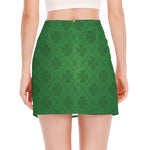 Shamrock St. Patrick's Day Pattern Print Side Slit Mini Skirt
