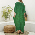 Shamrock St. Patrick's Day Pattern Print Silk V-Neck Kaftan Dress