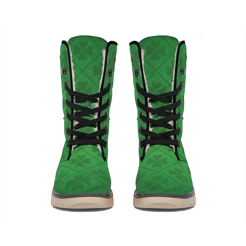 Shamrock St. Patrick's Day Pattern Print Winter Boots
