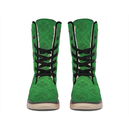 Shamrock St. Patrick's Day Pattern Print Winter Boots