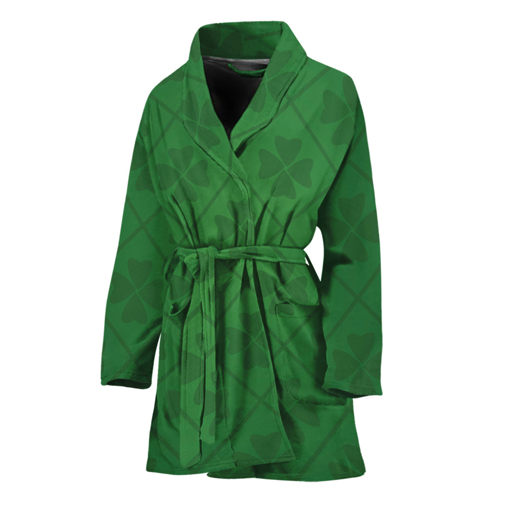Shamrock St. Patrick's Day Pattern Print Women's Bathrobe